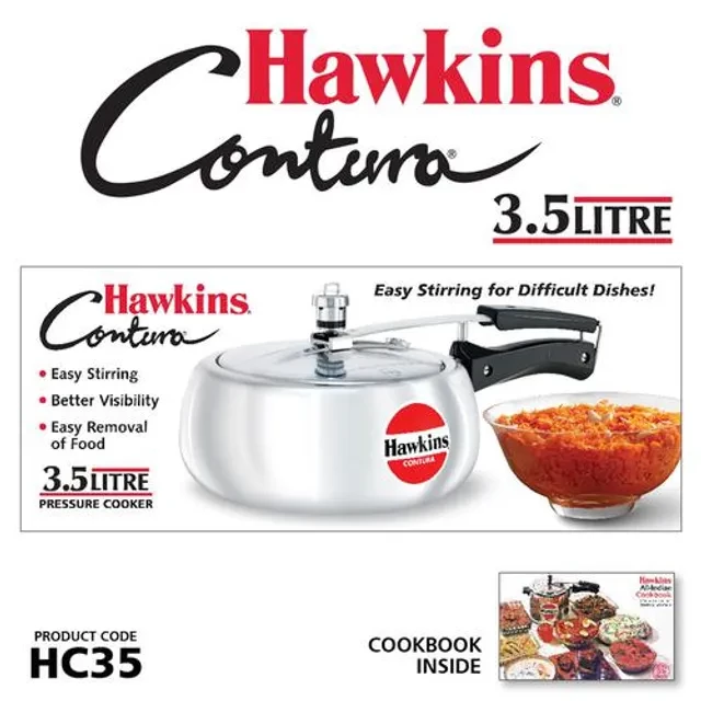 Hawkins Contura Aluminium Inner Lid Pressure Cooker - With Handle, Silver, HC35, 3.5 l-3.webp